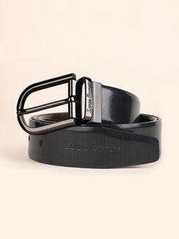 Louis Stitch - Men's Spanish Leather Formal Reversible Gunmetal Black Buckle Belt