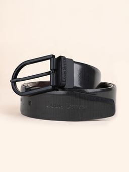 Louis Stitch - Men's Spanish Leather Formal Reversible Matte Gunmetal Buckle Belt