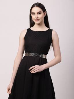 NVR - Women Circular Silver Plated Adjustable Broad Belt (34)