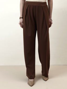 AAREIN - Women Brown Pleated Korean Trouser