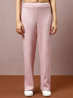 AAREIN - Women Pink Ribbed Trackpant