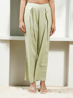 AAREIN - Women Green Cotton Korean Trouser