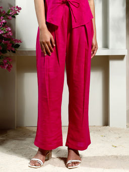 AAREIN - Women Fuchsia Cotton Korean Trouser