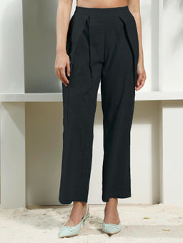 AAREIN - Women Black Cotton Korean Trouser