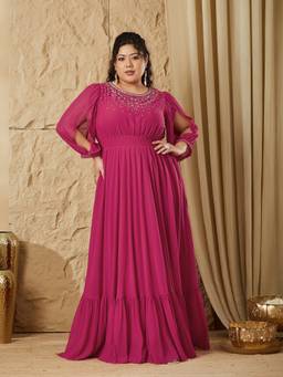 Miss Chase - A+ Curve Plus Size Women Ruby Pink Dress