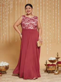 Miss Chase - A+ Curve Plus Size Women Peach Dress