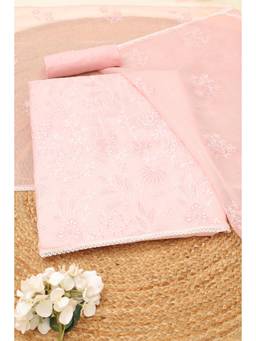 Soch - Women's Pink Embroidered Unstitched Kurta, Bottom With Dupatta