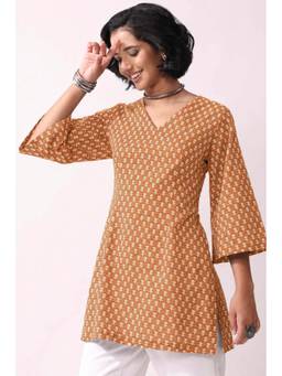 Biba - Nxt Women Mustard Cotton Straight Short Kurti