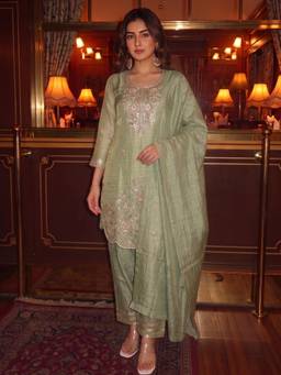Autumnlane - Kartar Moss Handwork Kurta Trouser And Dupatta
