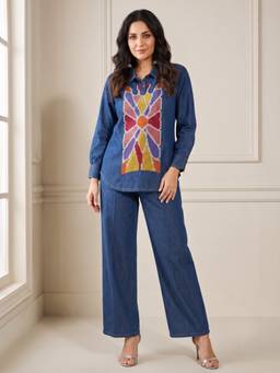 Autumnlane - Lipi Spain Embroidery Denim Co-Ord Set