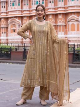 Autumnlane - Poppi Gold Work Kurta Trouser And Dupatta