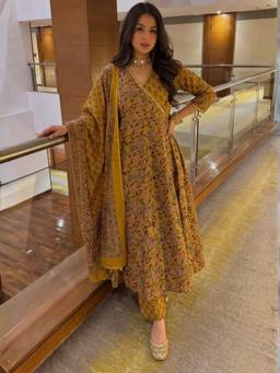 Autumnlane - Poppi Sun Printed Anarkali Kurta Trouser And Dupatta