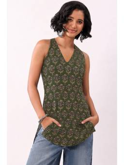 Biba - Nxt Women Green Cotton Regular Short Kurti