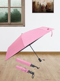 FABINALIV - Pink Solid Auto ON/OFF Waterproof Automatic Compact Umbrella with Cover