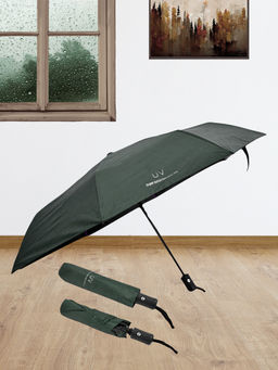 FABINALIV - Green Solid Auto ON/OFF Waterproof Automatic Compact Umbrella with Cover