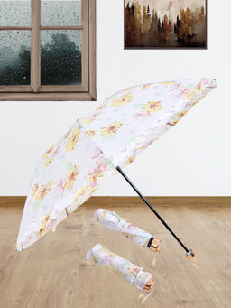 FABINALIV - Multi-Color Floral Waterproof 3 Fold Compact Umbrella with Cover