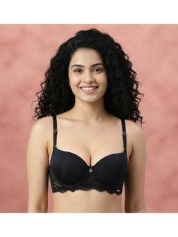 Shyaway - by Susie Black Bean Padded Half Coverage Seamless Wired Push-Up Bra