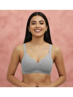 Shyaway - by Formal Grey Padded 3/4th Coverage Wirefree Everyday T-Shirt Bra