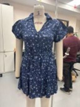 Twenty Dresses by Nykaa Fashion - Curve Ink Blue Printed V Neck Button Down Mini Dress