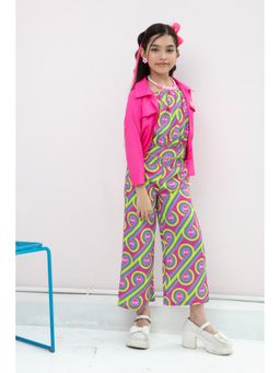 TINY GIRL - Barbie Retro Print Top with Pant & Hot Pink Jacket (Set of 3)