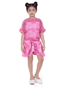TINY GIRL - Barbie Girls Pink Logo Print Top with Shorts