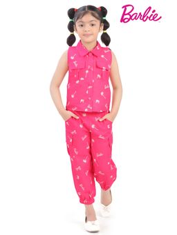 TINY GIRL - Barbie Front Open Shirt with Matching Print Joggers