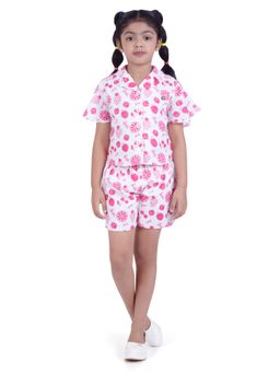 TINY GIRL - Barbie Shirt Collar Half Sleeve Shirt with Apple Cut Hem Shorts
