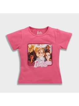 TINY GIRL - Barbie Graphic Print Round Neck and Half Sleeves T-Shirt