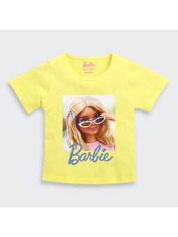 TINY GIRL - Stylish Barbie Graphic Print Barbie Yellow T-Shirt