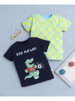 Bumzee - Navy Blue & Yellow Boys Half Sleeves T-Shirts (Pack of 2)