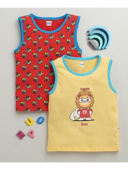 Bumzee - Yellow & Red Boys Sleeveless Cotton T-Shirts (Pack of 2)