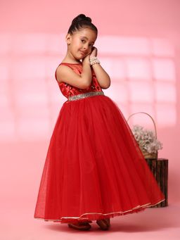 Toy Balloon Kids - Red Girls Gown Party Wear Gown