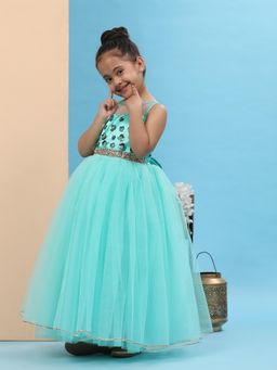 Toy Balloon Kids - Sea Green Girls Gown Party Wear Gown