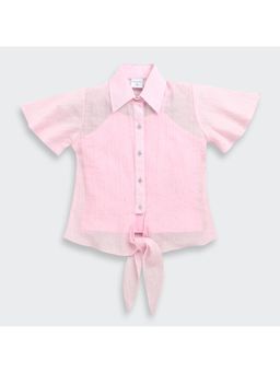 TINY GIRL - Collar Neck Pink Top with Inner