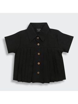 TINY GIRL - Black Collar Neck Crop Top