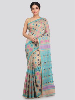 PinkLoom - Women's Soft Cotton Jamdani Saree Without Blouse Piece