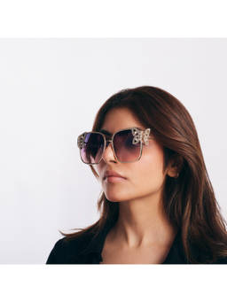 Salty - Purple Luxury Butterfly Square Sunglasses For Women - Purple - SG0022-G-PL