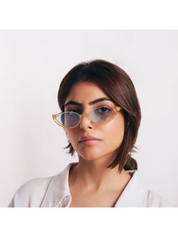 Salty - Clear Summer Perfect Cat Eye Blue Tinted Sunglasses - SG0023-YL-BU