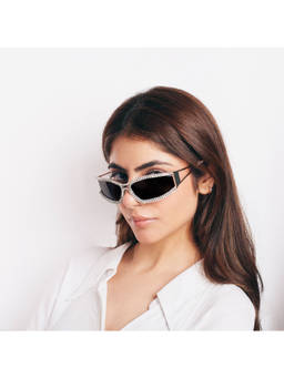Salty - Grey Beyonce Signature Rhinestone Sunglasses - SG0025-S-BK