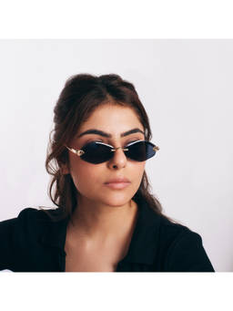 Salty - Grey Retro Hexagon UV400 Protection Sunglasses - Black - SG0030-G-BK