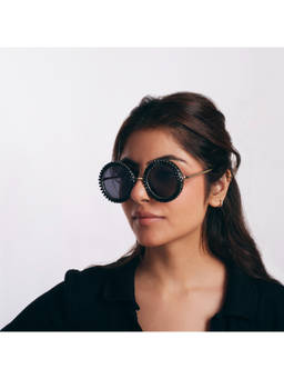 Salty - Black Viral Statement Round Party Glasses for Women - SG0032-BK-BK