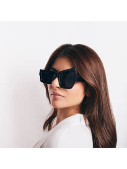 Salty - Black Raised Eyebrow Monochrome UV400 Protection Black Shades - SG0033-BK-BK