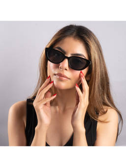Salty - Black Vintage Black Oval UV Protection Sunglasses - SG0035-BK-BK