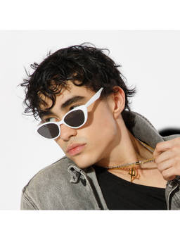 Salty Alpha - Black Kurt Cobain White Oval Sunglasses - SG0035-WH-BK-ALPHA