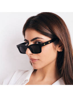 Salty - Black Statement Rectangular Black UV Protection Shades - SG0036-BK-BK