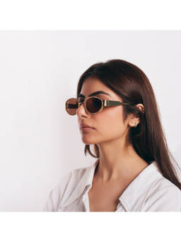 Salty - Brown Gold Frame Blingy Statement Sunglasses for Women - SG0047-G-BR