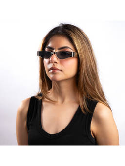 Salty - Blue Aespa Metallic Oval Sunglasses - SG0051-S-BK