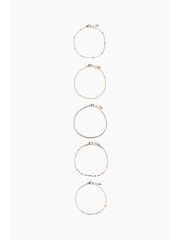 H&M - Women Gold 5-Pack Chain Anklets