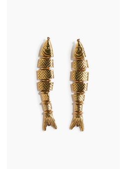 H&M - Women Gold Fish-Shaped Dangle Earrings