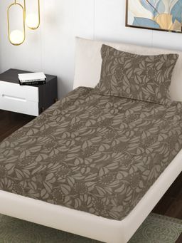 FABINALIV - Olive Floral Single Bedsheet with Pillow Cover